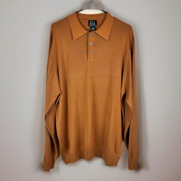 Jos. A. Bank Other - Jos A. Bank Signature Collection 100% Silk Rust Henley Sweater Mens Size XL